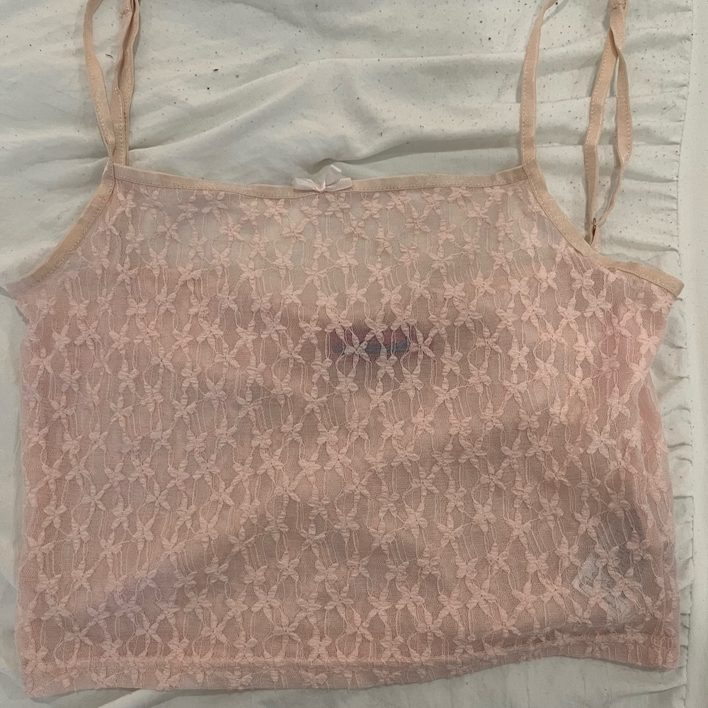 edikted pink lace tank top